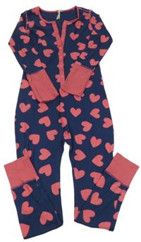 Tmavomodro-ružový overal so srdiečkami Next