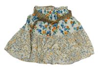 Smotanová kvetovaná sukňa s opaskom Shein