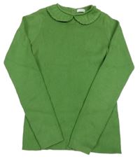 Zelený rebrovaný sveter s golierikom Next