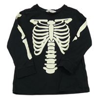 Černé triko s kostlivcem H&M