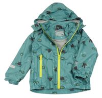 Zelená šusťáková jarní bunda s hrochy a kapucí Impidimpi