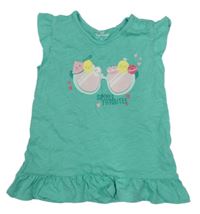 Zelená šatová tunika s okuliarmi Topomini