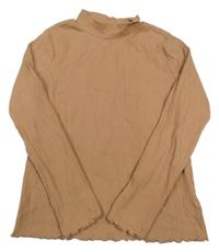 Karamelové žebrované triko H&M