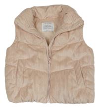 Světlerůžová sametová žebrovaná zateplená crop vesta Primark