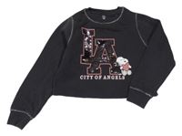 Antracitová crop mikina so Snoopym a flitrami M&S