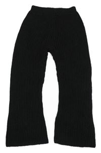 Čierne pletené rebrované flare nohavice F&F