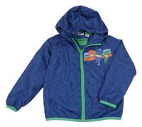 Tmavomodrá šušťáková jesenná bunda s PJ Masks a kapucňou