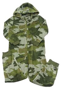 Khaki army chlpatá kombinéza s kapucňou M&S
