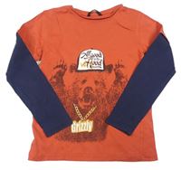Červeno-tmavomodré tričko s medvedíkom George