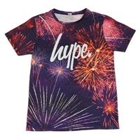 Fialovo-růžové vzorované tričko s logem Hype