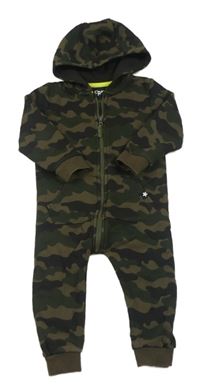 Béžovo-hnědo-khaki army tepláková kombinéza s kapucí F&F