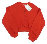 Nové - červená crop mikina so srdiečkom zn. H&M