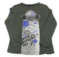 Khaki tričko so skateom C&A
