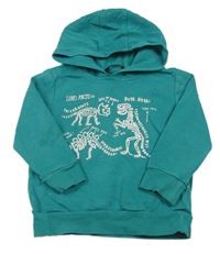 Zelená mikina s dinosaurami a kapucňou George