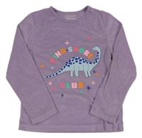 Lila plyšové pyžamové triko s dinosaurem Primark 