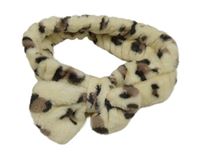 Béžová chlpatá čelenka so vzorom a mašlou