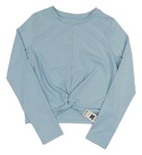 Nové - Svetlomodré crop tričko s překřížením St. Bernard