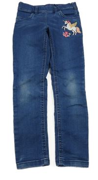 Tmavomodré džegíny s jednorožcom C&A