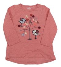 Růžové triko se stromem a ptáčky Topolino