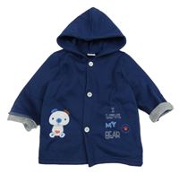 Tmavomodrá prepínaci mikina s medvedíkom a kapucňou