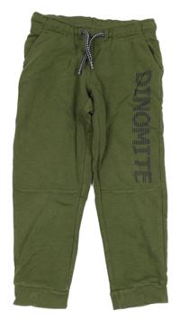 Khaki tepláky s nápisem 