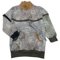 Šedo-béžovo-khaki dlhá mikina s dinosaurami