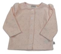 Svetloružová zamatová prepínaci mikina s bodkami Smile