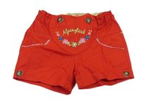 Červené plátěné kraťasy s kytičkami Bondi 