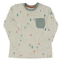 Bílo-khaki tričko s palmami Teeny Weeny