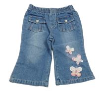 Modré wide leg rifle s motýly Teddy