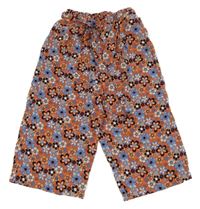 Oranžové culottes nohavice s kvetmi Kiki&Koko