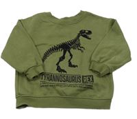 Khaki oversize mikina s dinosaurom H&M