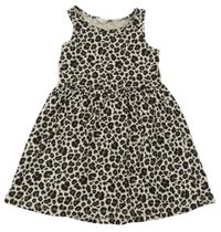 Béžovo-čierno-hnedé vzorované bavlnené šaty H&M