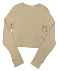 Béžové rebrované crop tričko Matalan