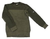 Khaki rebrovaný sveter s nášivkou F&F