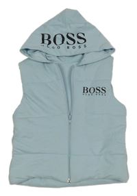 Svetlomodrá zateplená prepínaci vesta s logom a kapucňou Hugo Boss