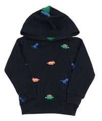 Tmavomodrá mikina s výšivkami dinosaury a kapucí s ostny M&S