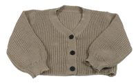 Béžovošedý rebrovaný oversize crop prepínaci sveter SHEIN
