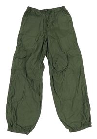 Khaki cargo cuff plátěné kalhoty 