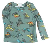 Khaki tričko s dinosaurami zn. Shein