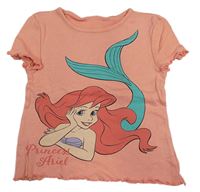 Broskvové žebrované crop tričko s Ariel Disney