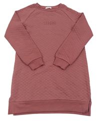 Starorůžové prošívané teplákové šaty s nápisem PRIMARK