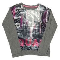 Tmavošedo/růžovo-černé melírované mikinotriko s potlačou Blu Kids