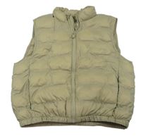 Světlekhaki prošívaná šusťáková zateplená  vesta ZARA