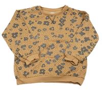 Světlehnědo-hnedo-tmavosivá bodkovaná á vzorovaná mikina F&F