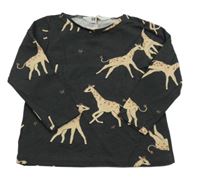 Tmavošedé melírované triko se žirafami H&M
