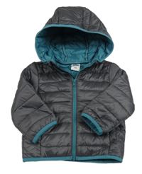 Tmavošedá prošívaná šusťáková zateplená bunda s kapucí Papagino