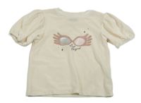 Smotanové zamatové tričko s brýlemi - Harry Potter