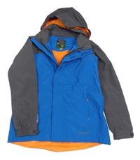 Safírovo-černošedá šusťáková funkční jarní bunda s ukrývací kapucí gelert