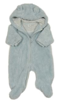 Svetlomodrá chlpatá kombinéza s kapucňou s uškami Next